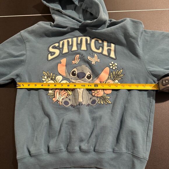 Disney Lilo & Stitch Blue Floral Graphic Hoodie - Size Large - Picture 5 of 6